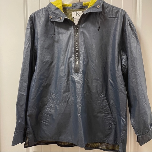 Vintage Streetwear Calvin Klein Jeans 1/2 Zip Pullover Raincoat Navy Black - M - Picture 6 of 14